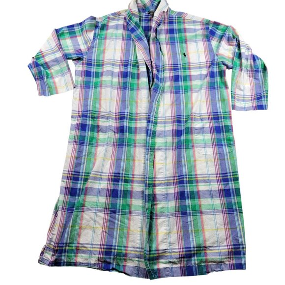 Polo Ralph Lauren Robe Adult Large XL Cotton Plaid Colorful Lightweight NO BELT - Picture 1 of 4